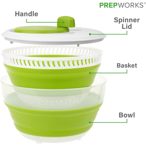 New Sealed - PrepWorks 3 Qt Collapsible Salad Spinner –BPA-Free Dishwasher Safe - Picture 2 of 8